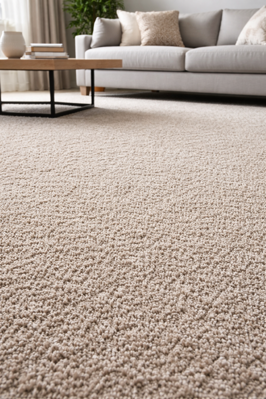 Standard Plus Carpet – soft, durable, mid-weight residential carpet with upgraded ½” 8 lb pad. Designed for main living areas.